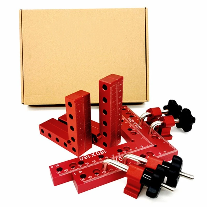 2 Set 160mm Woodworking Corner Clamps Right Angle Ruler 90 Degree L-shaped Auxiliary Square Aluminium Positioning Plates Fixing