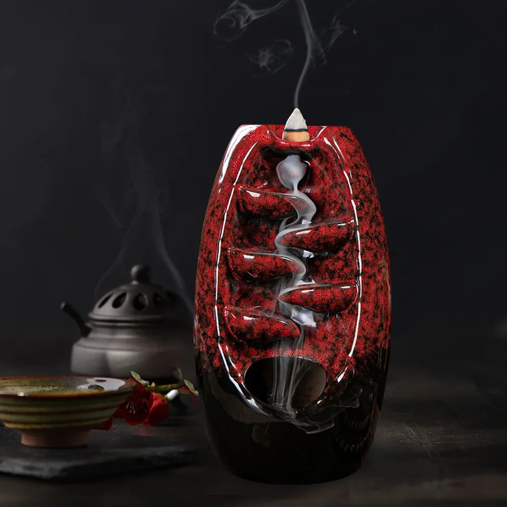 Mountain River Incense Holder Waterfall Incense Ceramic Burner Sandalwood Fragrance Backflow Aromatherapy Smoke Reflux Relaxing