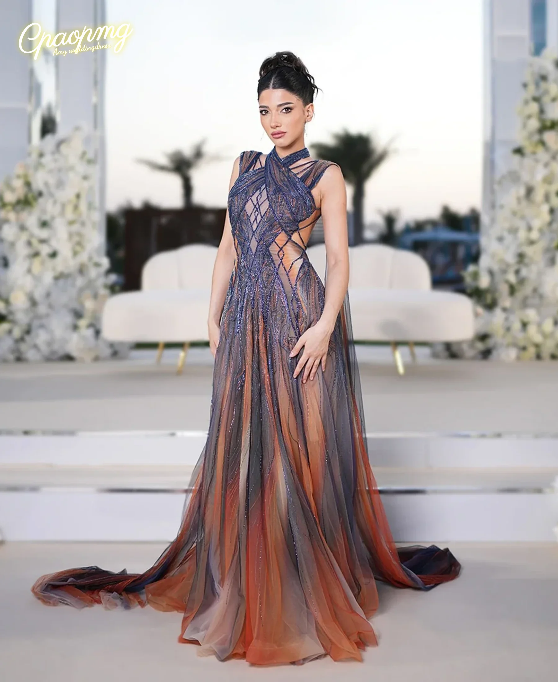 

Customized Luxury Prom Dresses Mini Organza A-line Sweetheart Cocktail Party Dress Champagne Rhinestones Crystals Dress