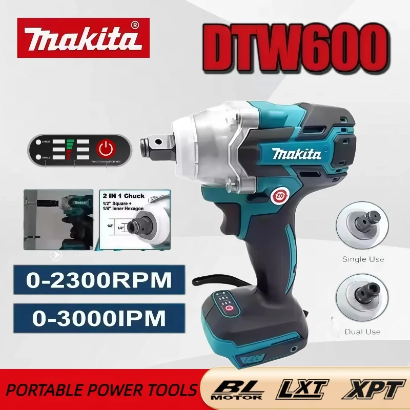 

Makita Cordless DTW600 18V Wrench 1/2Inch Brushless Screwdriver Rechargable Electric Screwdriver Vehicle Service Tool