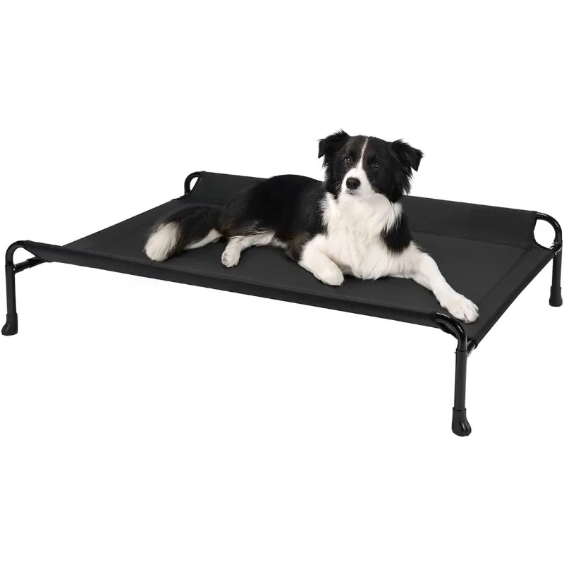

Elevated Dog Bed, Cooling Raised Dog Bed with Guardrail & Headrest, Upgraded Non-Slip Silicon Feet, Breathable Teslin Mesh