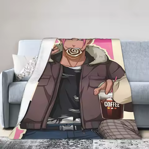 Blue Lock Football Comic Blanket Ryusei Shidou Coffee Anime Plush Funny Warm Throw Blanket for Bedspread Decoration