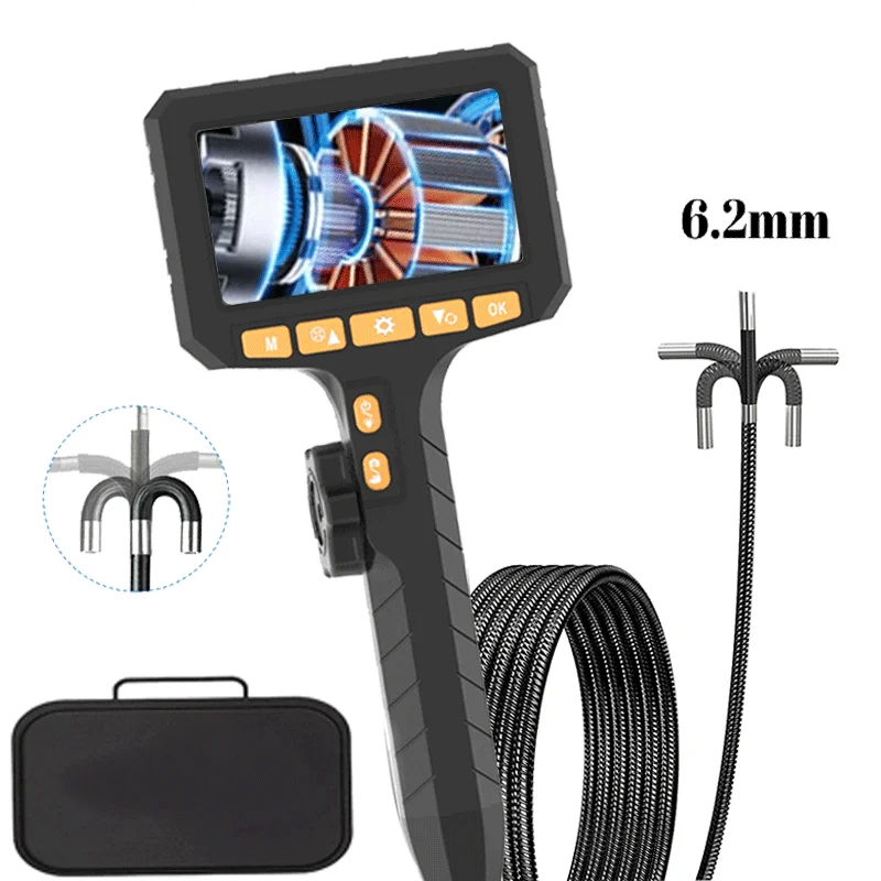 

360° Two-Way Rotary Articulating Endoscope Camera HD 1080P Car Inspection Borescope Industrial Endoscope 4.3 inch