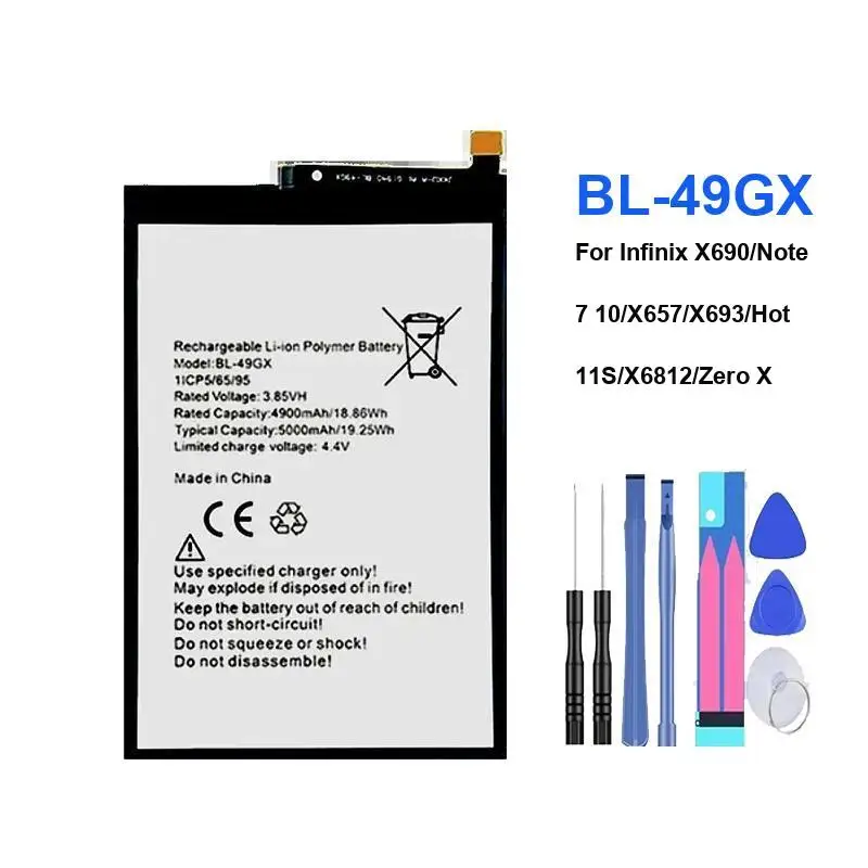 BL-49GX High-Performance Mobile Phone Battery For Infinix X690 Note 7 10 X657 X693 Note7 Note10 Hot 11S X6812 Zero X 5000Mah
