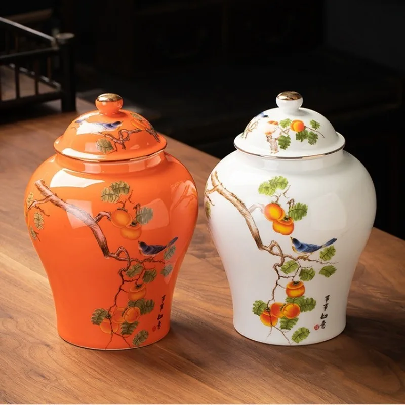 Colorful Flower Ceramic Sealed Jar General Jar Tea Bottle Moisture-proof Food Storage Container Gilded Jars Home Decoration Gift