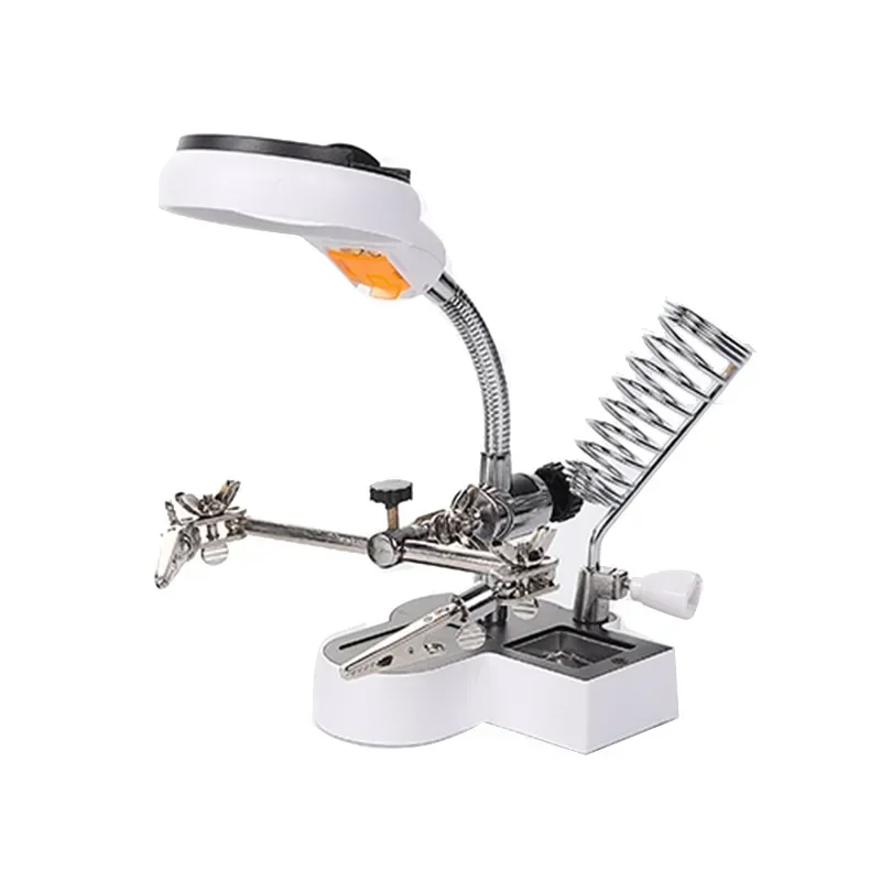 110V- 240V Top Stand Illuminated Help Soldering Magnifier Desktop Repairing Light Clip Loupe Magnifying Glass With LED Lights