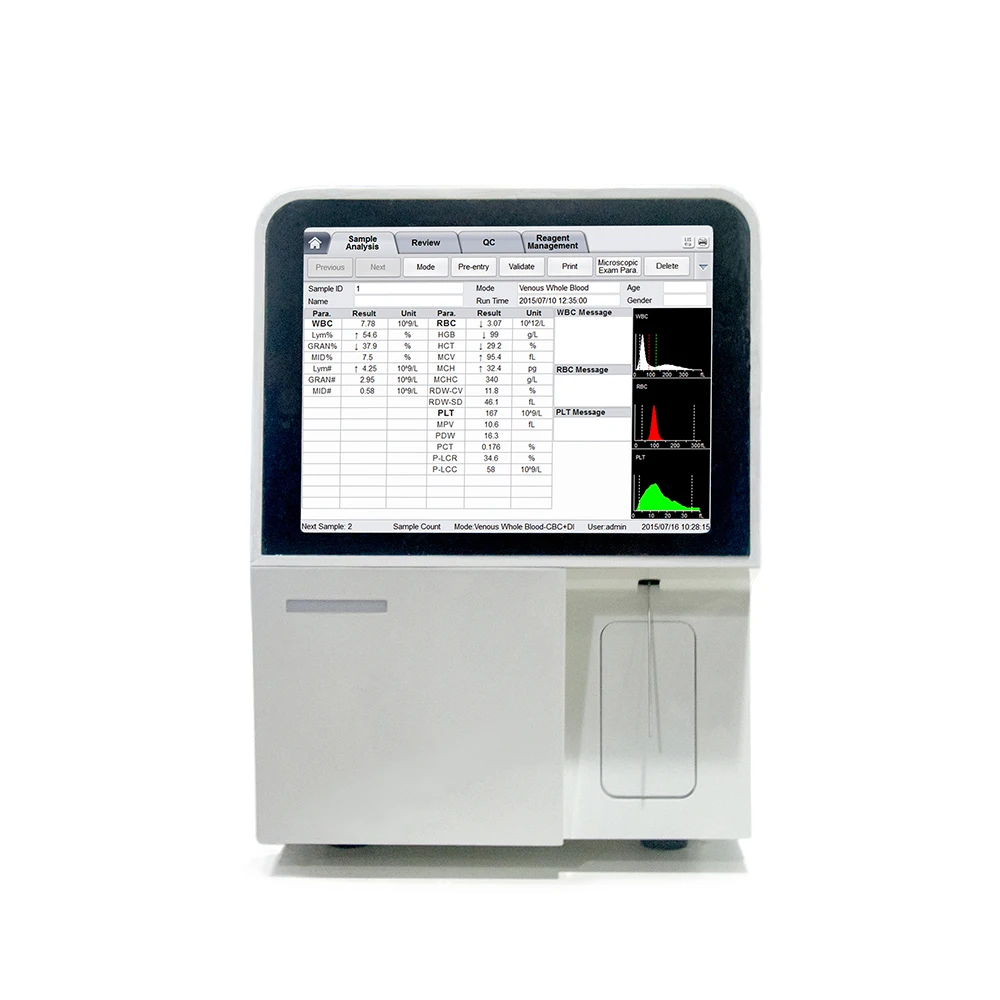 Medical Human Cbc Blood Test Machines 3-Part Hematology Analyzer 10.4 with Inches TFT Touch Screen