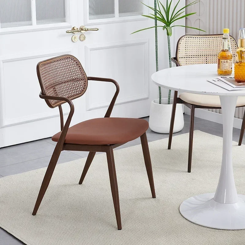 중세 등나무 의자 쌓을 수 있는 식사 의자 홈 등받이 책상 의자 카페 발코니 레저 의자 식탁 의자