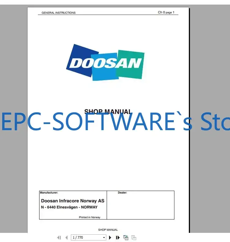 

EPC-SOFTWARE Doosan Строительный и вилочный погрузчик Все модели Полное руководство по обслуживанию DVD 26 ГБ PDF [2019]