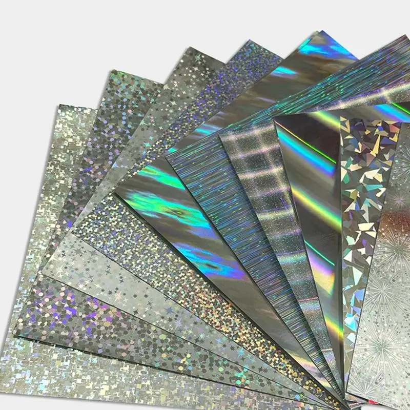 20 Sheets Glittering Paper 10 Color Reflective Plastic Sheet For Card Making Scrapbooking Art Craft Project and Wrapping