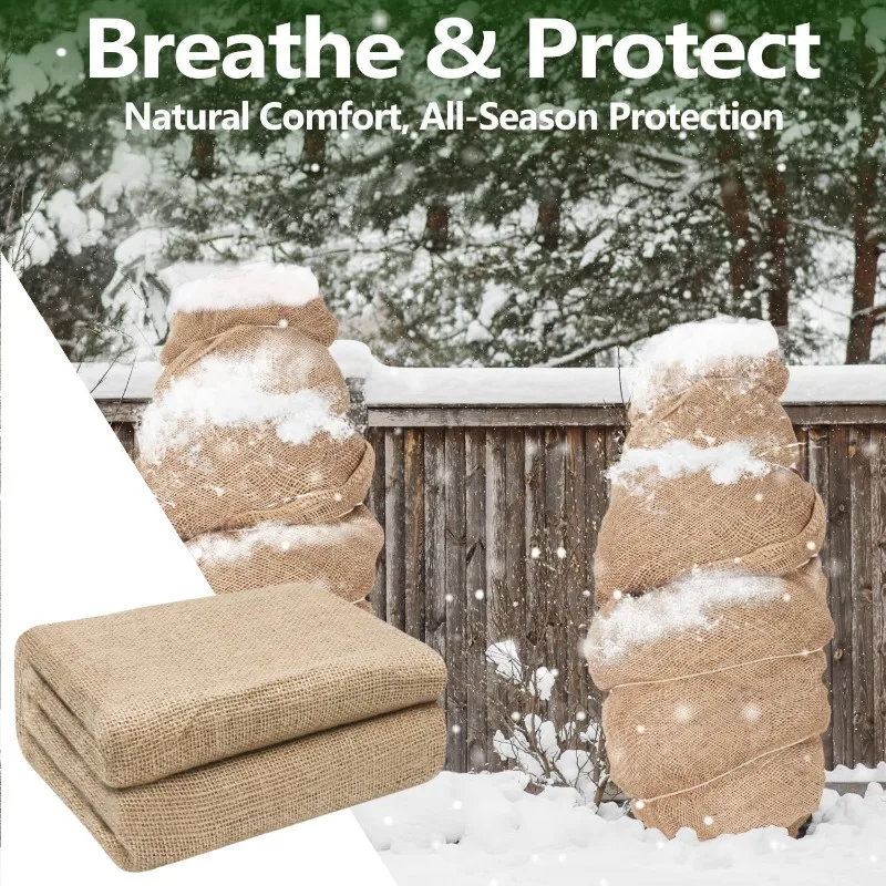 Winter Plant Frost Protection Burlap Wrap Tree Cover Freeze Guard Fabric for Outdoor Garden Shrubs Flowers Vegetable Protection