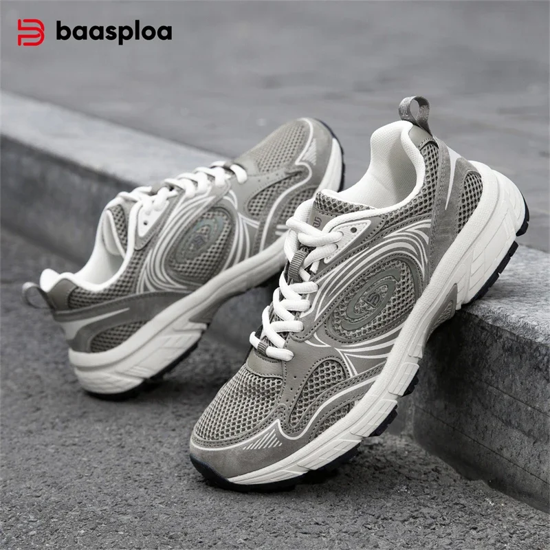 

Baasploa New Women Running Shoes Outdoor Lightweight Breathable Jogging Sneakers Female Casual Mesh Lace Up Non-slip Sport Shoes