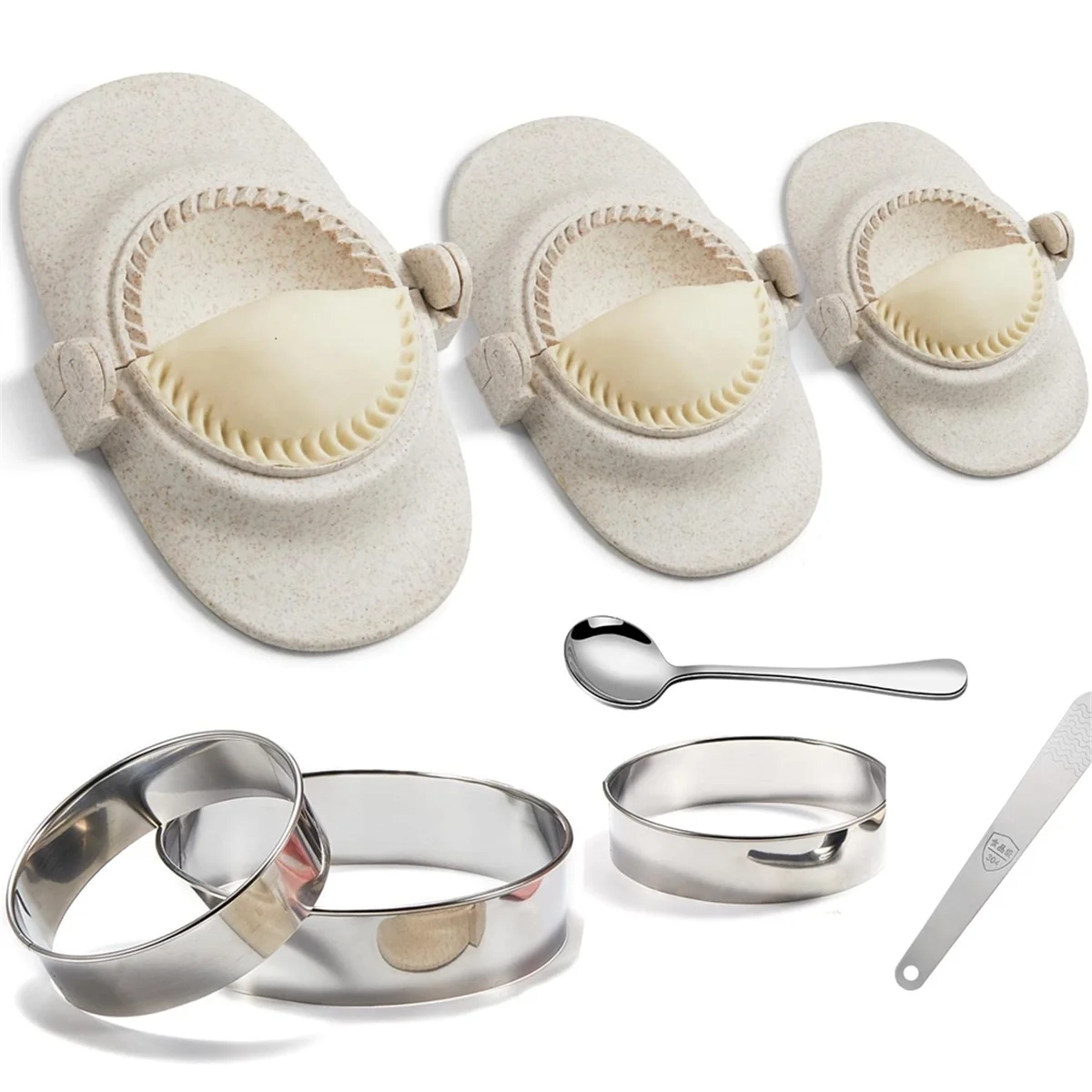 Prensa para hacer empanadas B23B, juego para hacer dumplings extragrande de 6 pulgadas con cortador de masa, juego de moldes para dumplings para Pierogi, Pastelitos