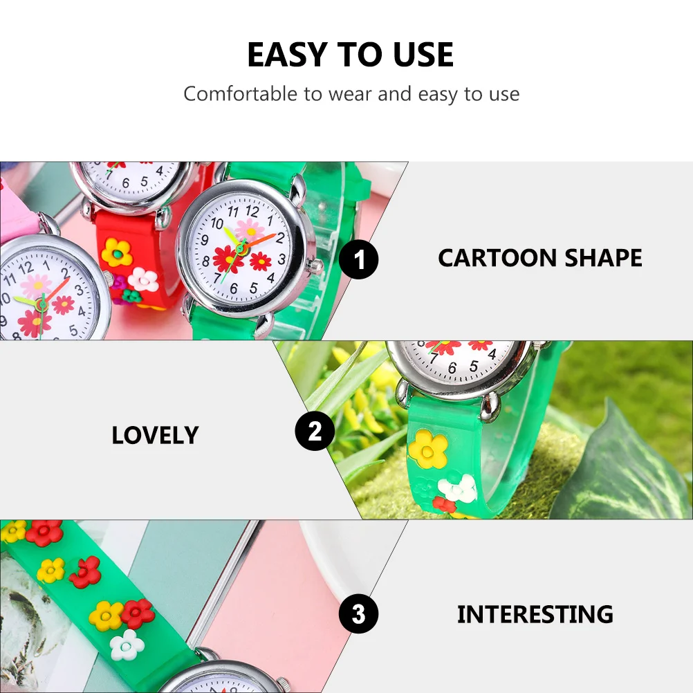 

1pc Flower Pattern Watch For Cute Cartoon Printed Wrist Watch Lightweight Durable Student Gift Timepiece