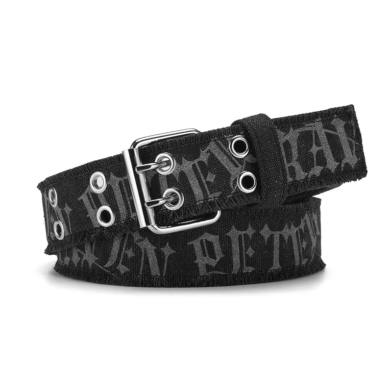 Herren-Jeansgürtel aus Baumwoll-Canvas, gewebter Gürtel im Western-Stil mit geprägter Doppelschlaufe, 4 cm breit, für Freizeithosen