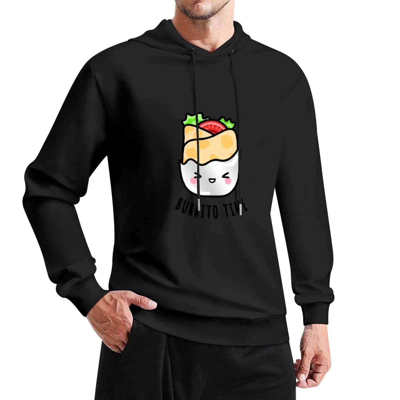 Cute Burrito Wrap Illustration Kawaii Drawings by BlueberryMoon Pullover Hoodie fashion men designer hoodies