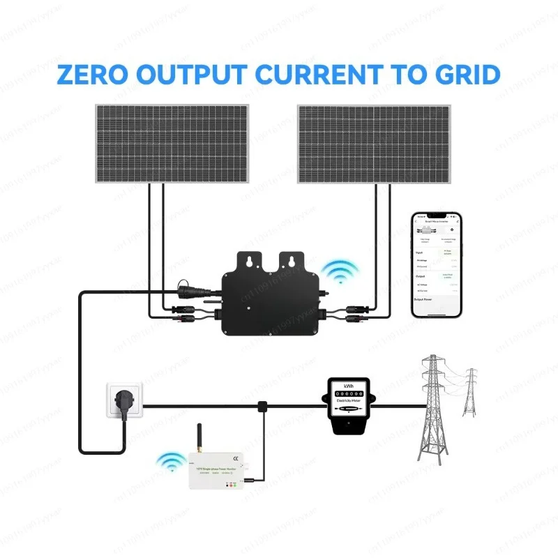 Balcony Solar Micro Inverter 800W Grid‑Tie with Zero‑Export Limiter, Single Phase MPPT PV Inverter