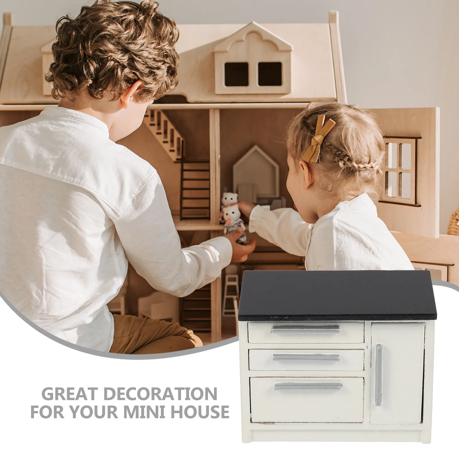 

Miniature Kitchen Wood Furniture Realistic Proportion Mini Cabinet Tiny House Decoration Mini House Furnishing