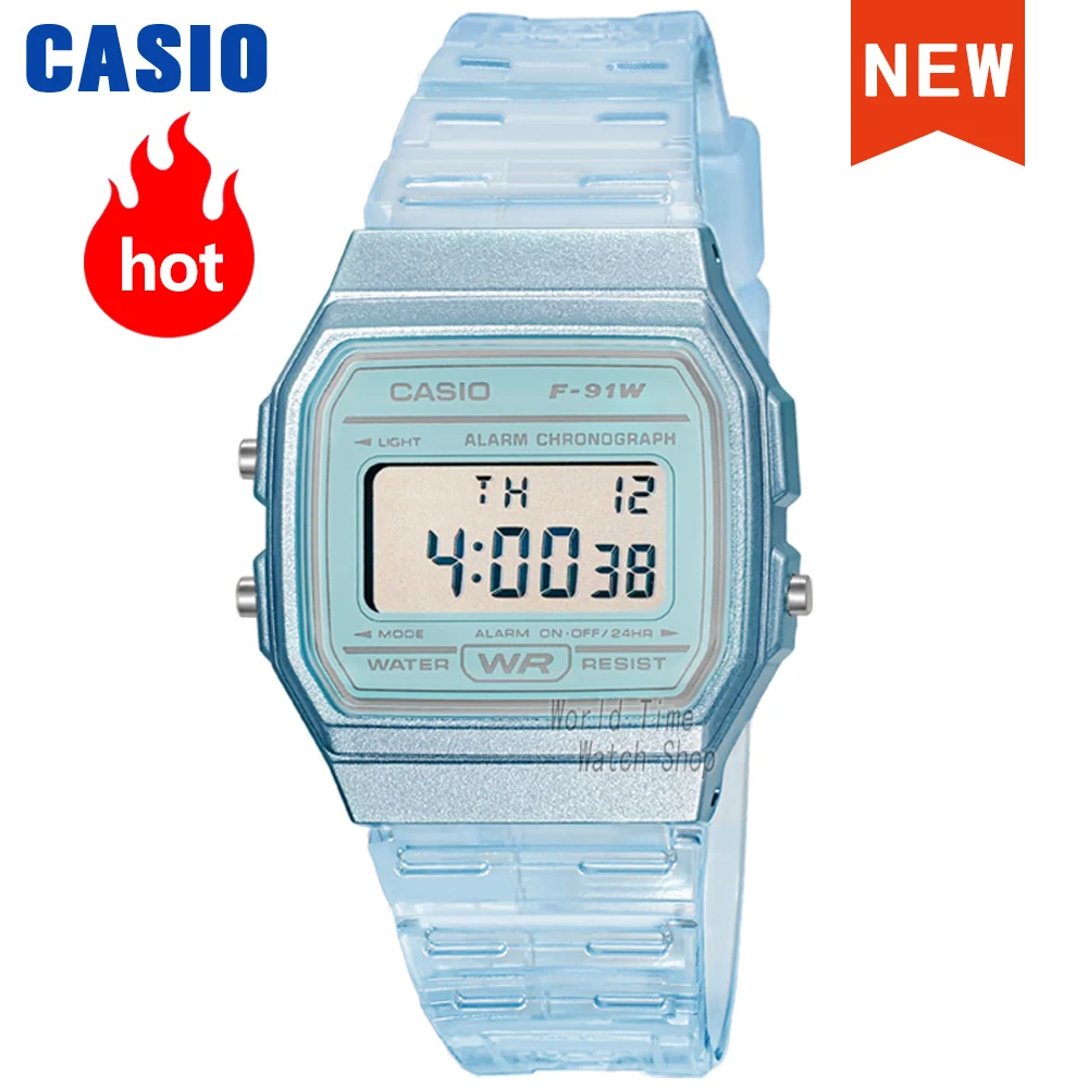 Casio Men Women Watches Casual Transparent LED Digital Sport Watch Lover's Gift Clock Waterproof Children Watch F-91WS Series