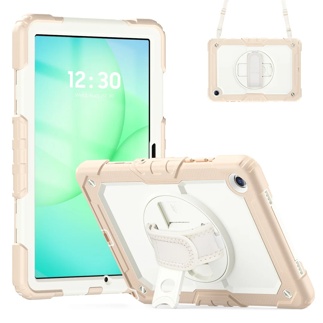 

Shockproof 3 Layer Case For Samsung Tab A9 A11/Plus Rotatable Stand Hand Strap Shoulder Strap Multi Functional Protective Cover