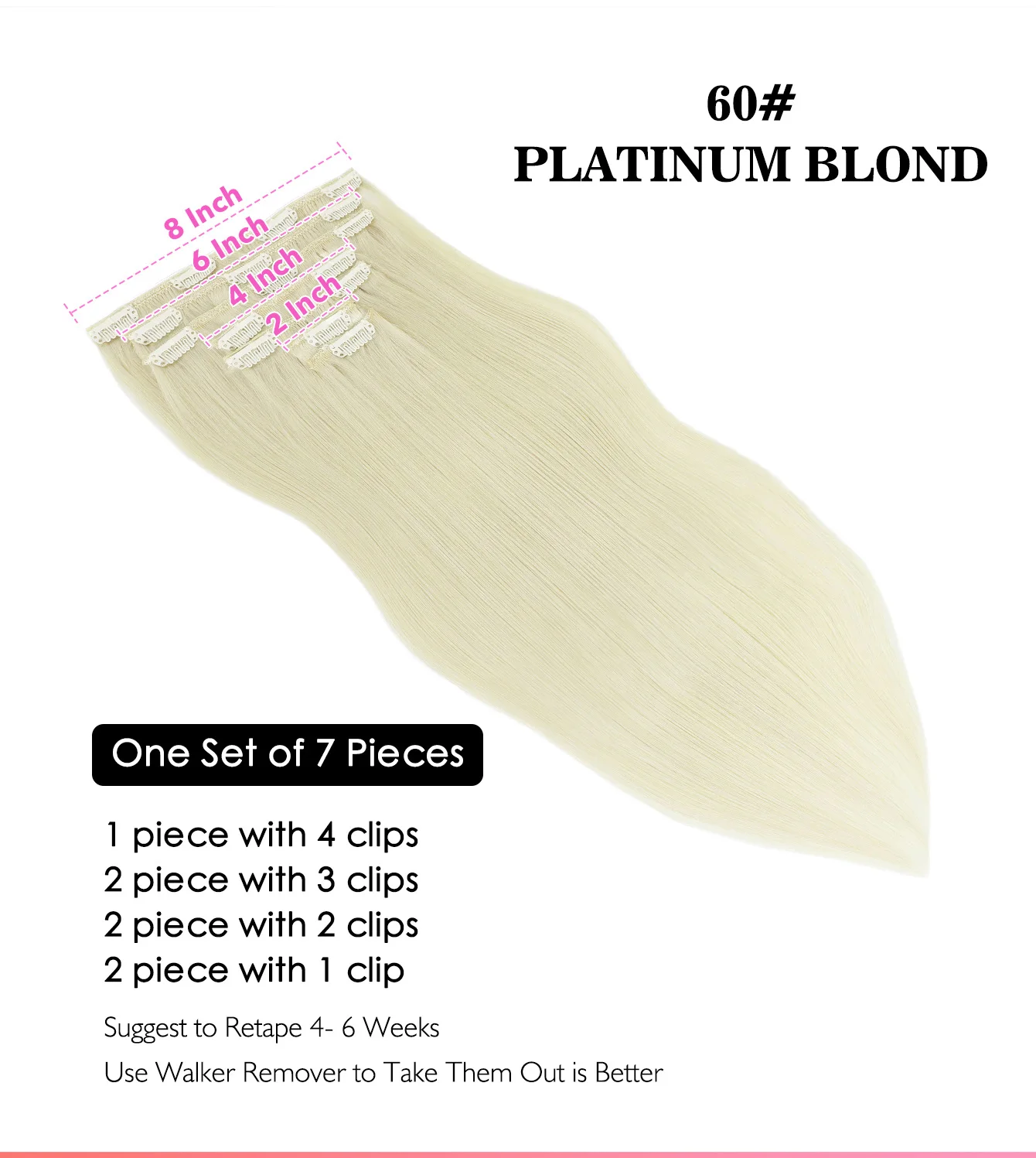 80G 22インチ クリップ式ヘアエクステ ブロンドハイライト人毛 フルヘッド ブラジリアンレミーヘア ストレート クリップ式ヘアピース 7ピース/セット