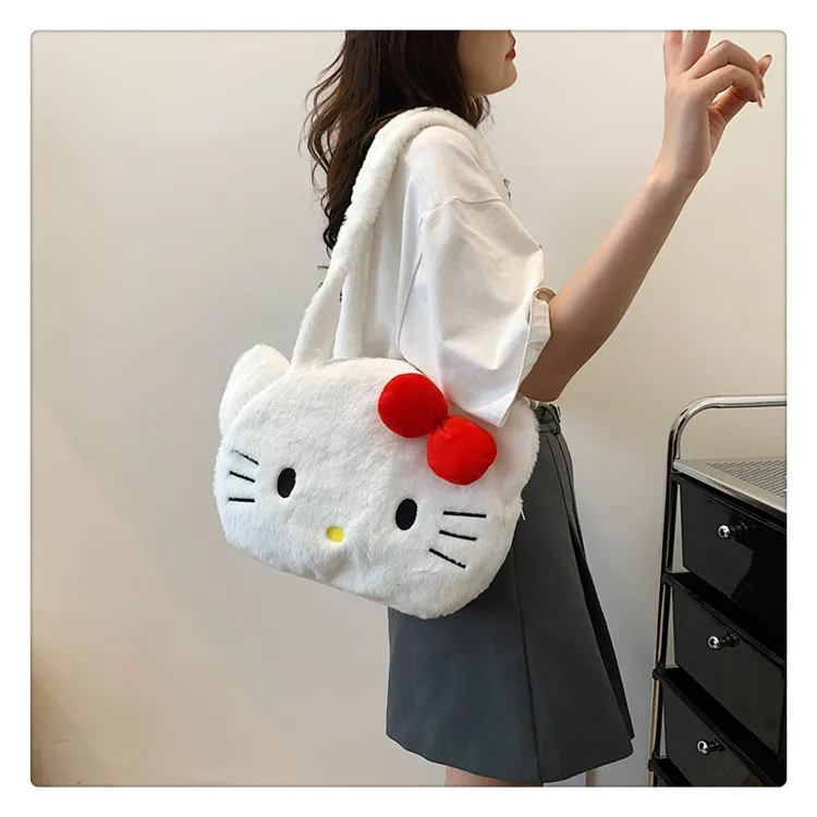 Sanrio peluche borsa Kitty Cute Kawaii grande borsa Cartoon Storage Bag regalo di compleanno accessori Anime