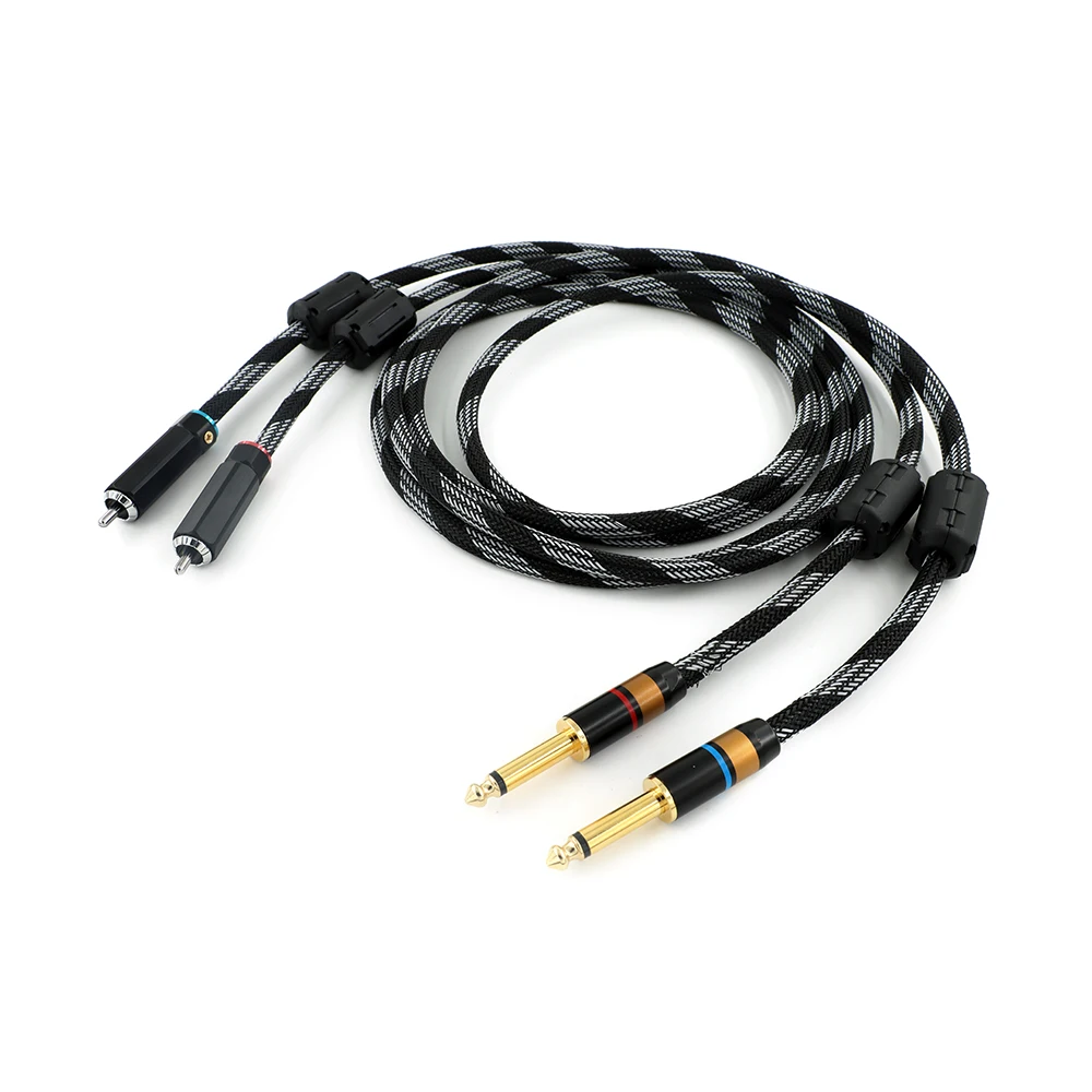 HiFi 6.5mm to RCA Audio Cable OCC Silver Plated Hi-end Dual 6.5 Jack to 2RCA Male Cable for DVD Amplifier Mixer Speaker