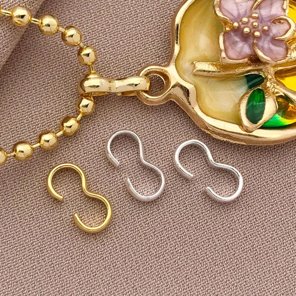 10 шт., 18 К, медная пряжка с 3 символами, натуральное золото, ювелирные аксессуары «сделай сам», открытая толстая серебристая соединительная пряжка