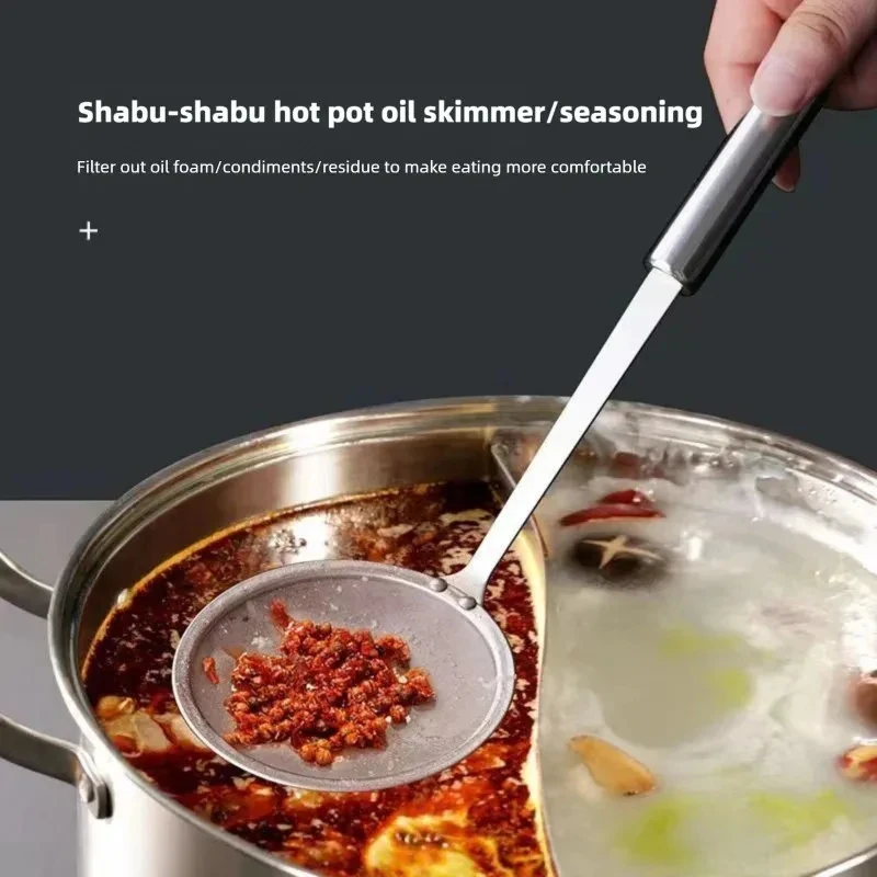 New Arrival Kitchen Gadget Stainless Steel Fine Mesh Oil Skimmer - Multi-Functional Fried Food Strainer Spoon