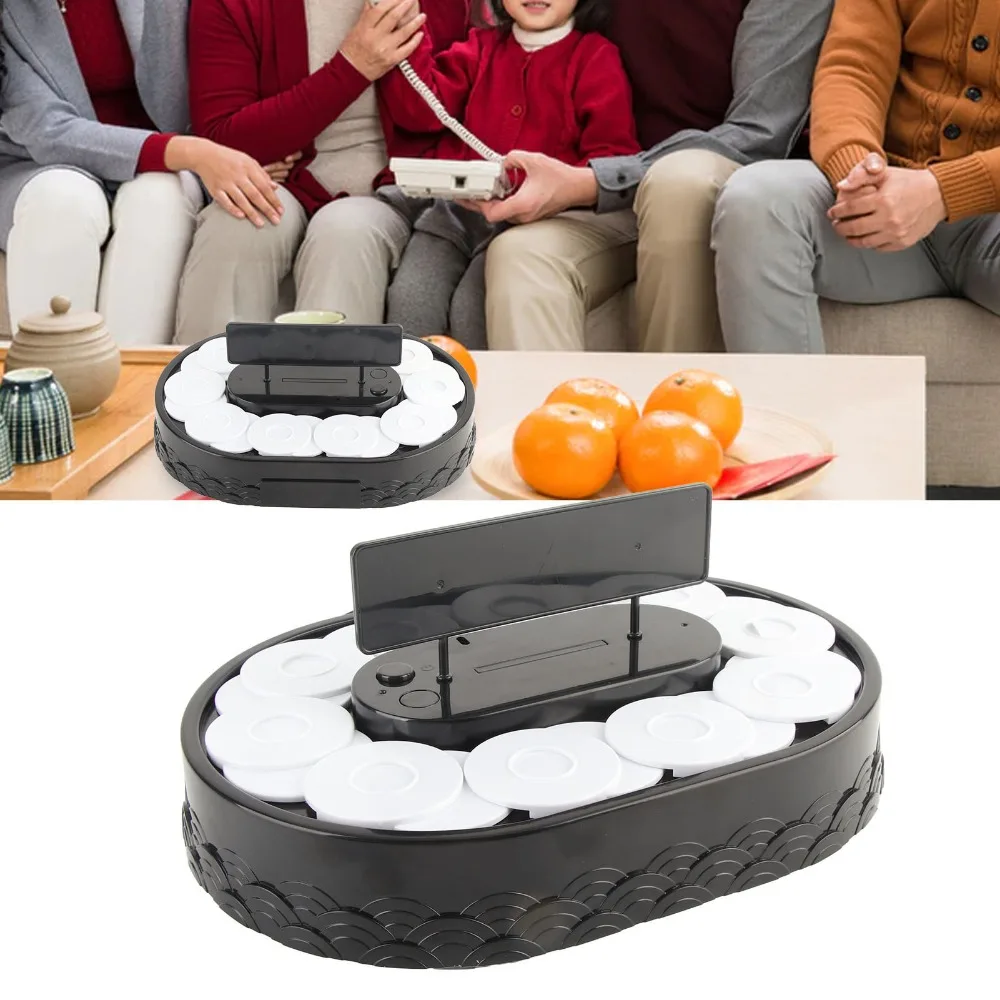 Plastic Rotating Sushi Display Stand Two Tier Rotating Automatic Rotary Table With Mini Trays Embossed Pattern