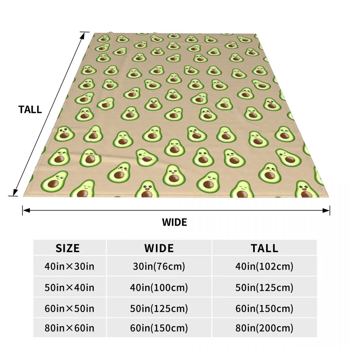 Funny Avocado Emoticons Blankets Fleece Sofa Throw Blanket Lightweight for Couch Bedding Travel Throws Bedspread Quilt