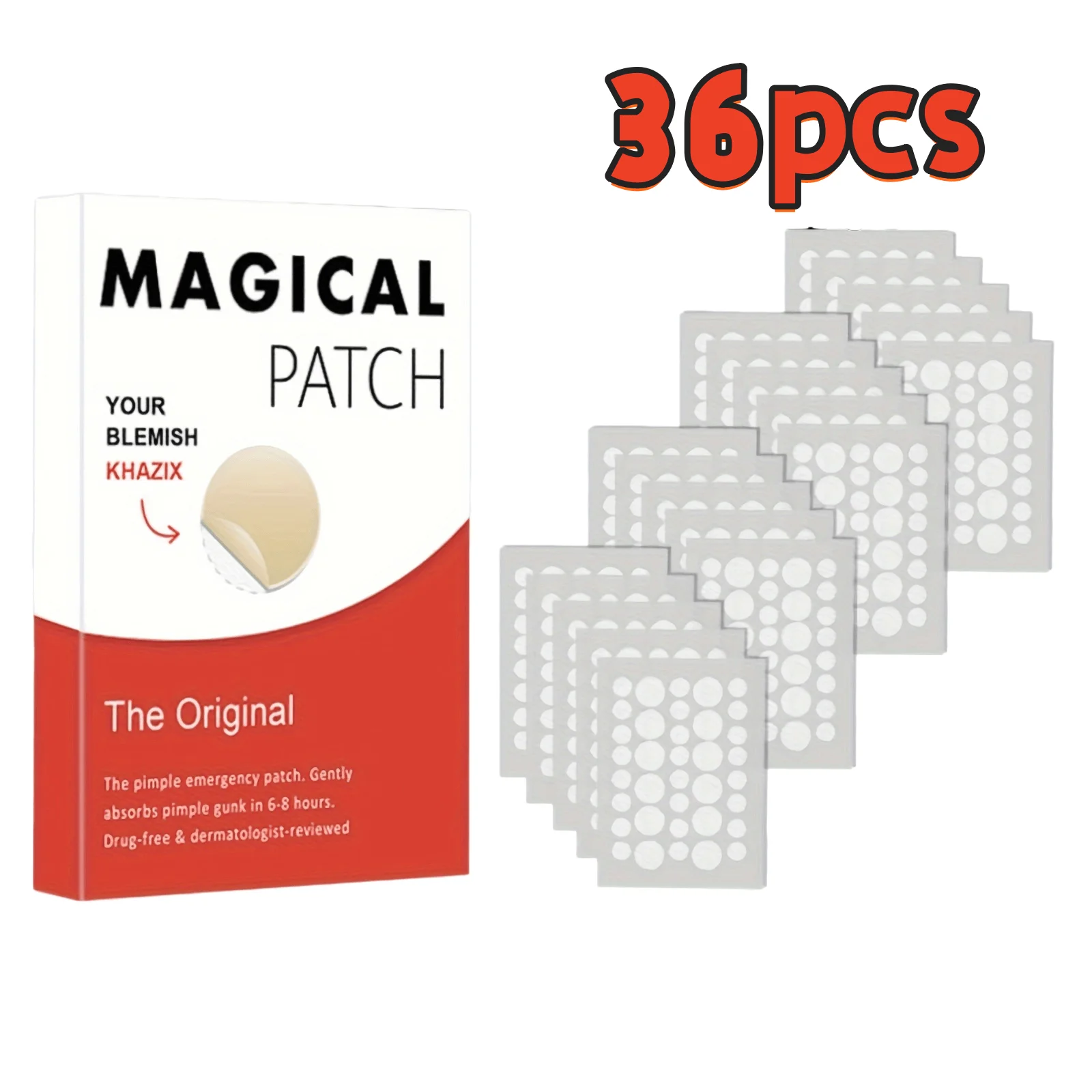36pcs Skin-Calming Acne Patches - Hydrocolloid Technology Gently Heals Blemishes, invisibleProtection.