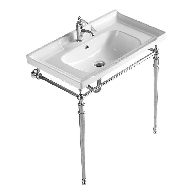 Copper bracket oversized washbasin Retro Nordic simple floor-to-ceiling gold bracket washbasin integrated