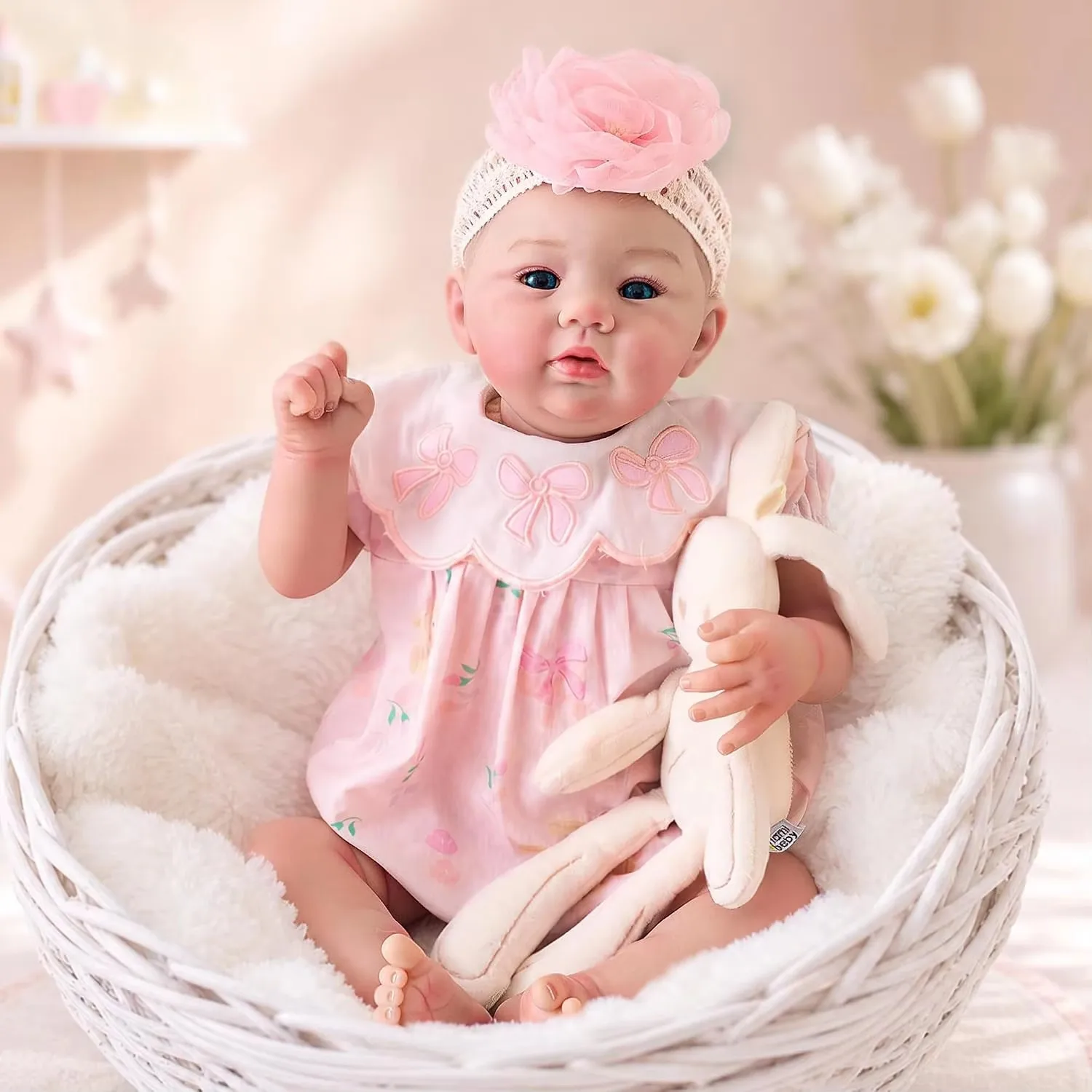 Soft Cloth Body Cuddly Lifelike Reborn Baby Doll 18inch Hand Painted Hair Abigail Multiple Layers Painting 3D Skin Visible Veins