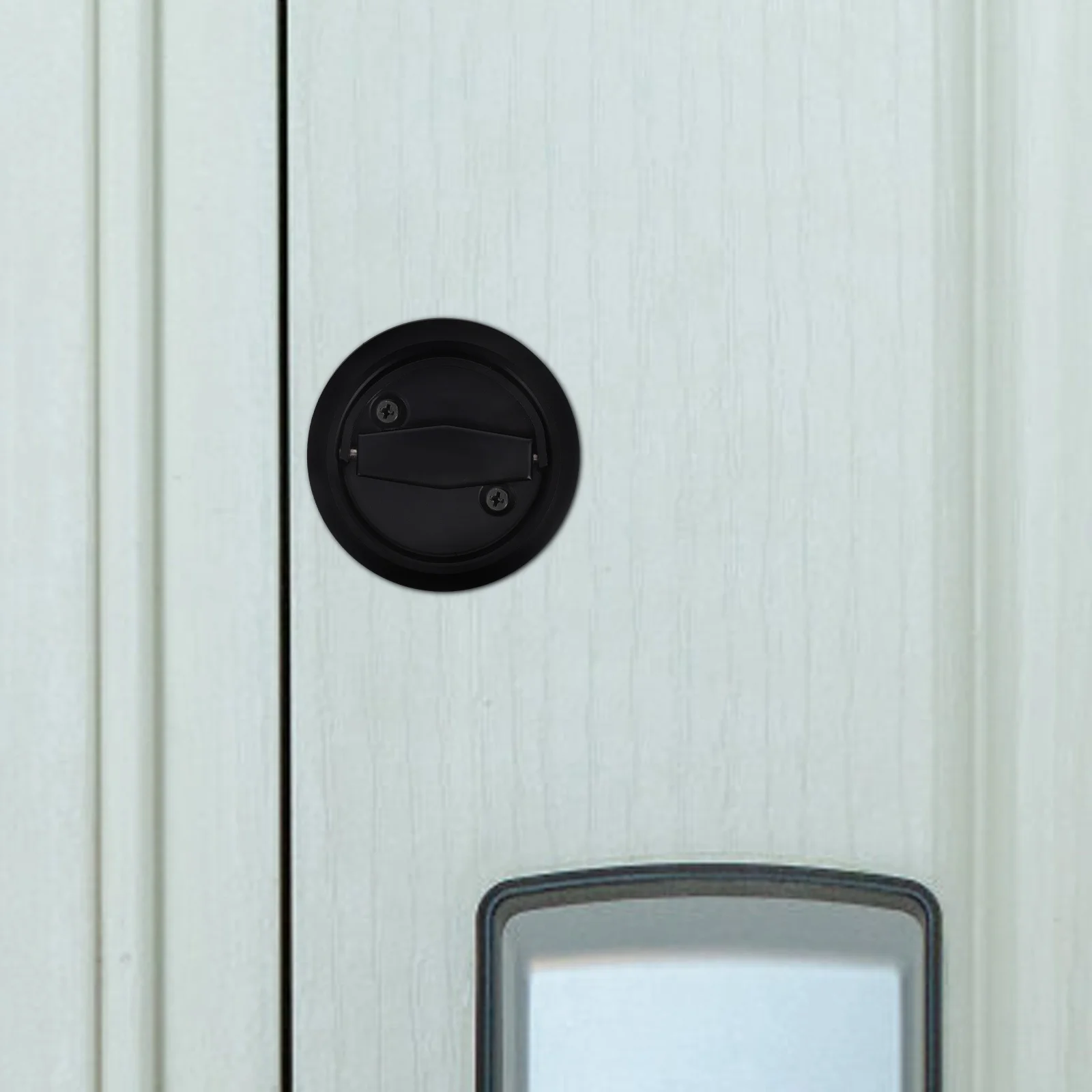 

Black Stainless Steel Pocket Door Lock Round Recessed Privacy Lock Matte Black Sliding Door Latch Concealed Handle Bedroom