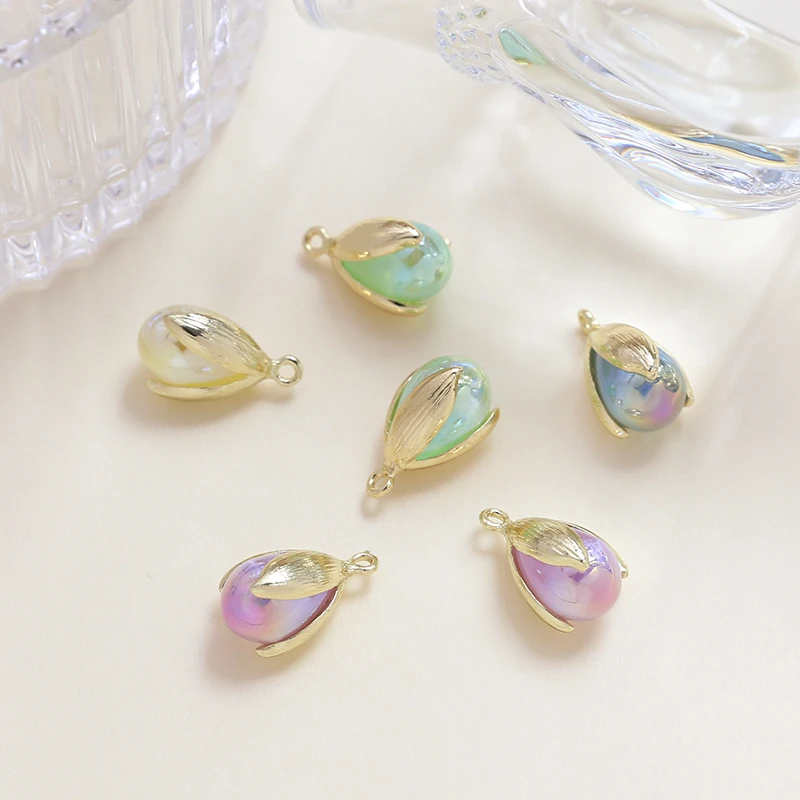 6 pçs cor preservando liga gradiente pod pingente diy artesanal jóias colar orelha pingente acessórios materiais encantos