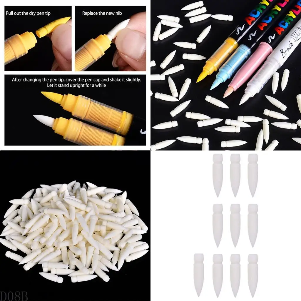 

D08B Soft Nylon Bristles Brush Tip 1mm-5mm Line Wide for Liquid Acrylic Marker Pen