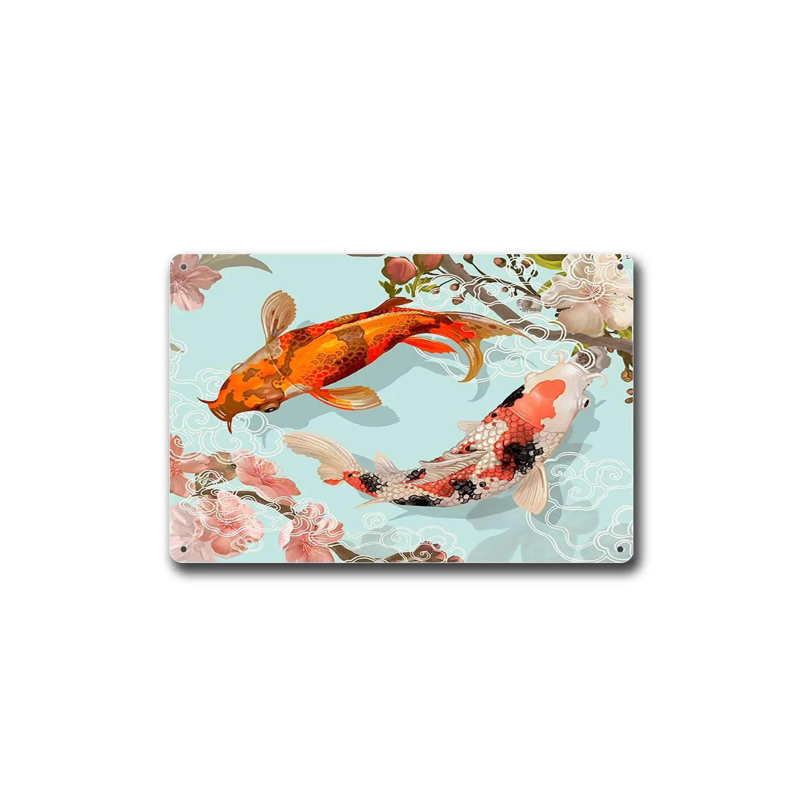 Panneaux en étain retro Koi poisson japonais Zen Art asiático Ukiyoe panneaux en étain en métal aquatique