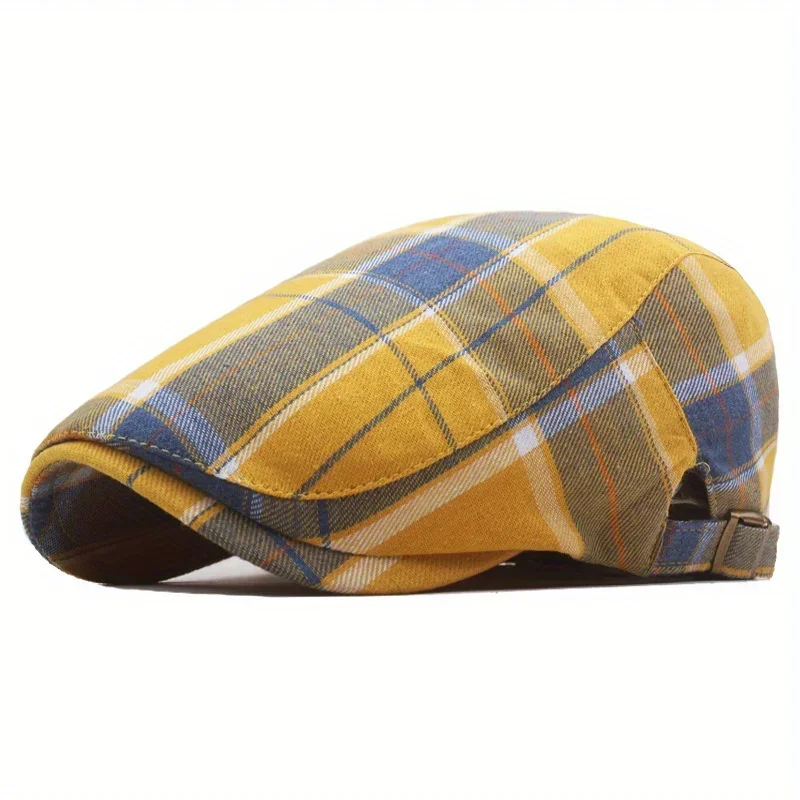 1pc Men\'s Plaid Pattern Flat Cap Newsboy Hat Beret Cabbie Gatsby Cap  hat for men  newsboy cap  gorras  mens hats