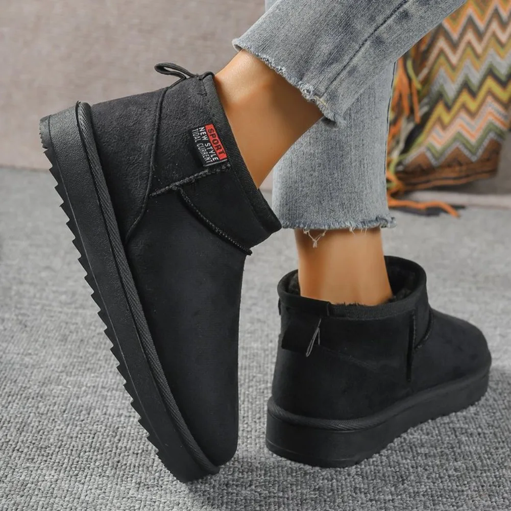 Winter Rundkopf Sexy Bequeme Warme Lässige Wanderstiefel Modische Neue Wildleder Dicksohlige Übergrößen Schneestiefel für Damen – Detail 3