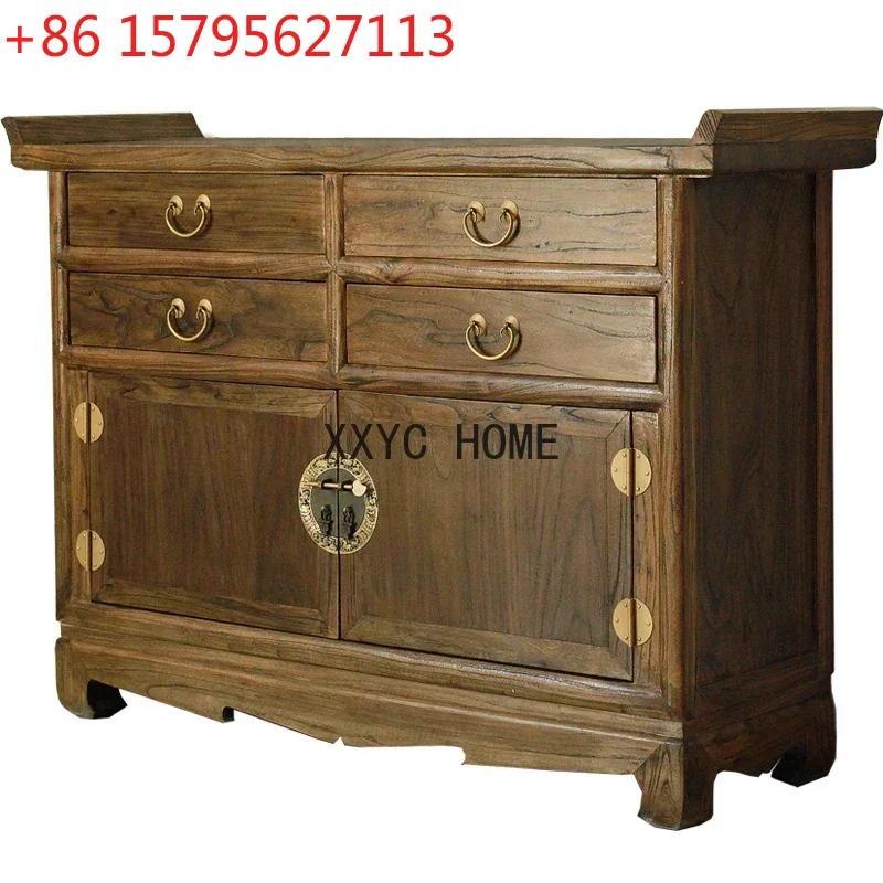 

Solid Wood Entrance Cabinet Storage Sideboard Cabinet Furniture Door Living Room Partition Decorative Curved Table Table