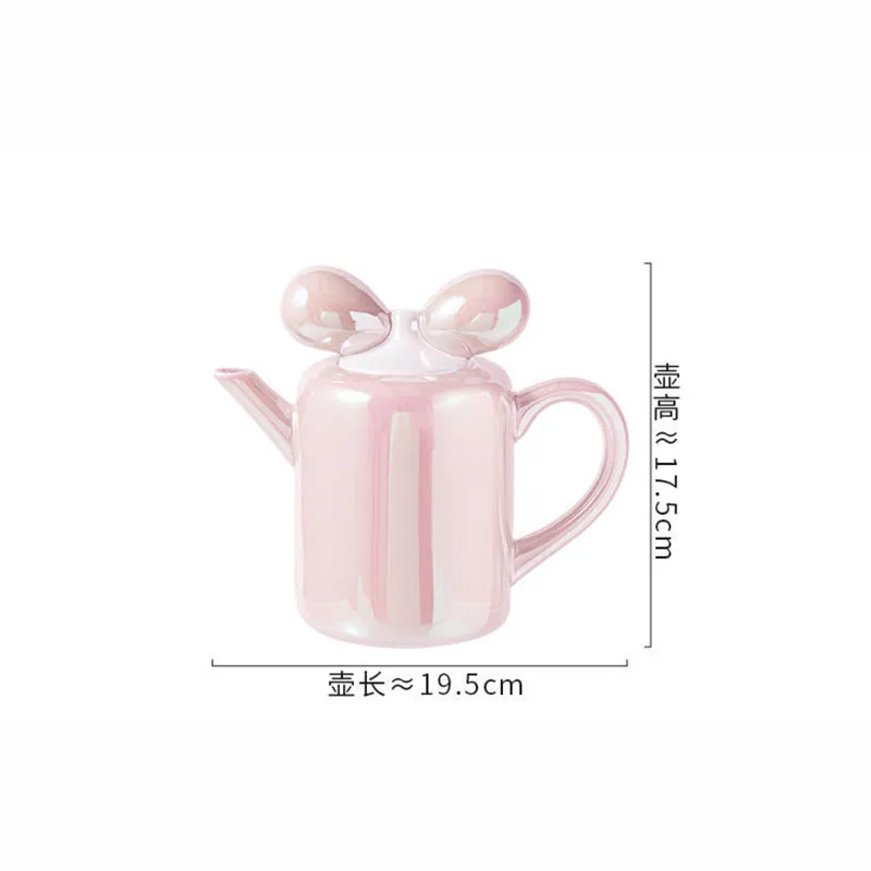 European Ceramic Tea Set Bow Kettle Home Ceramic Coffee Cup Dish Afternoon Tea Set Simple Breakfast Milk Mug Home Decoration New