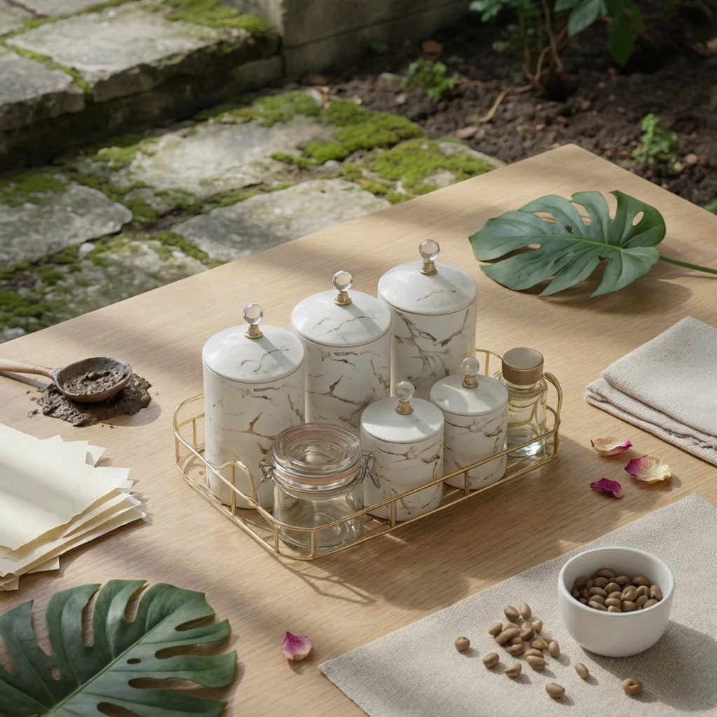 7 Pieces Kitchen Canister Set Easy to Clean Ceramic Storage Jar Set Sealed Storage Canisters Glossy Finish Ceramic Canister