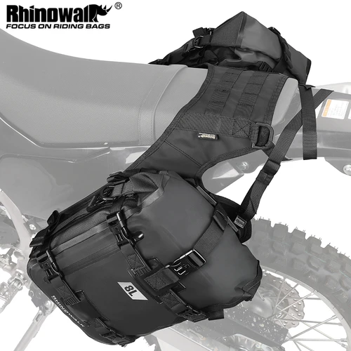 Rhinowalk-Juego de Bolsa lateral para motocicleta, bolsa izquierda y derecha con Base, 12L/16L/20L/30L, bolsa de asiento trasero extraíble, herramienta de Base Universal, equipaje