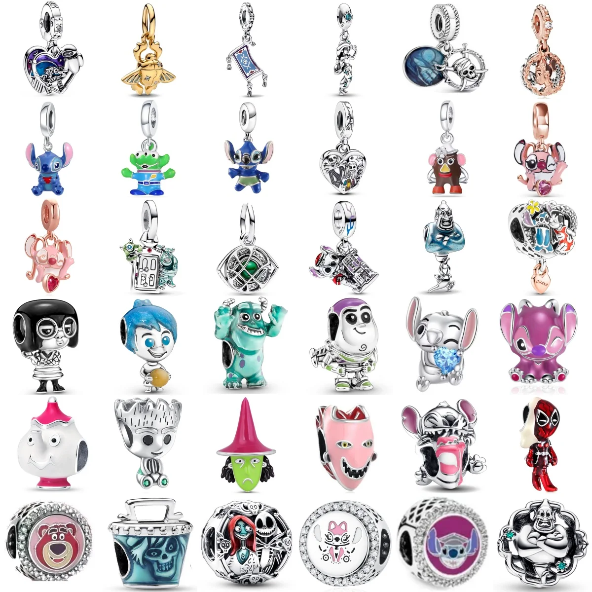 Pingentes Disney Pixar Monstros: A Universidade, Máscara e Casa Assombrada, para Pulseira, Prata 925, Joias Originais com Pérolas, Joias Femininas