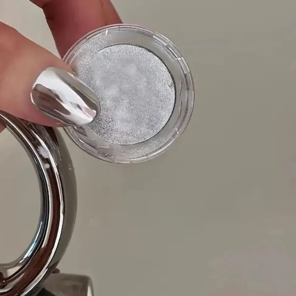 1Jar Silver White Aurora Mirror Chrome Nail Powder Metallic Effect High-Gloss Pigment Dust Pearl Rubbing Powder Nails Decoration