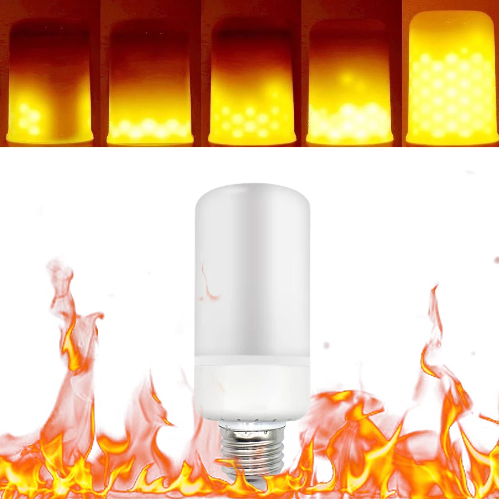 LED Flame Flickering Effect Fire Light Bulb 3 Lighting Modes E27 Base SMD2835  Decorative Atmosphere Lamp for Party Holiday Birt