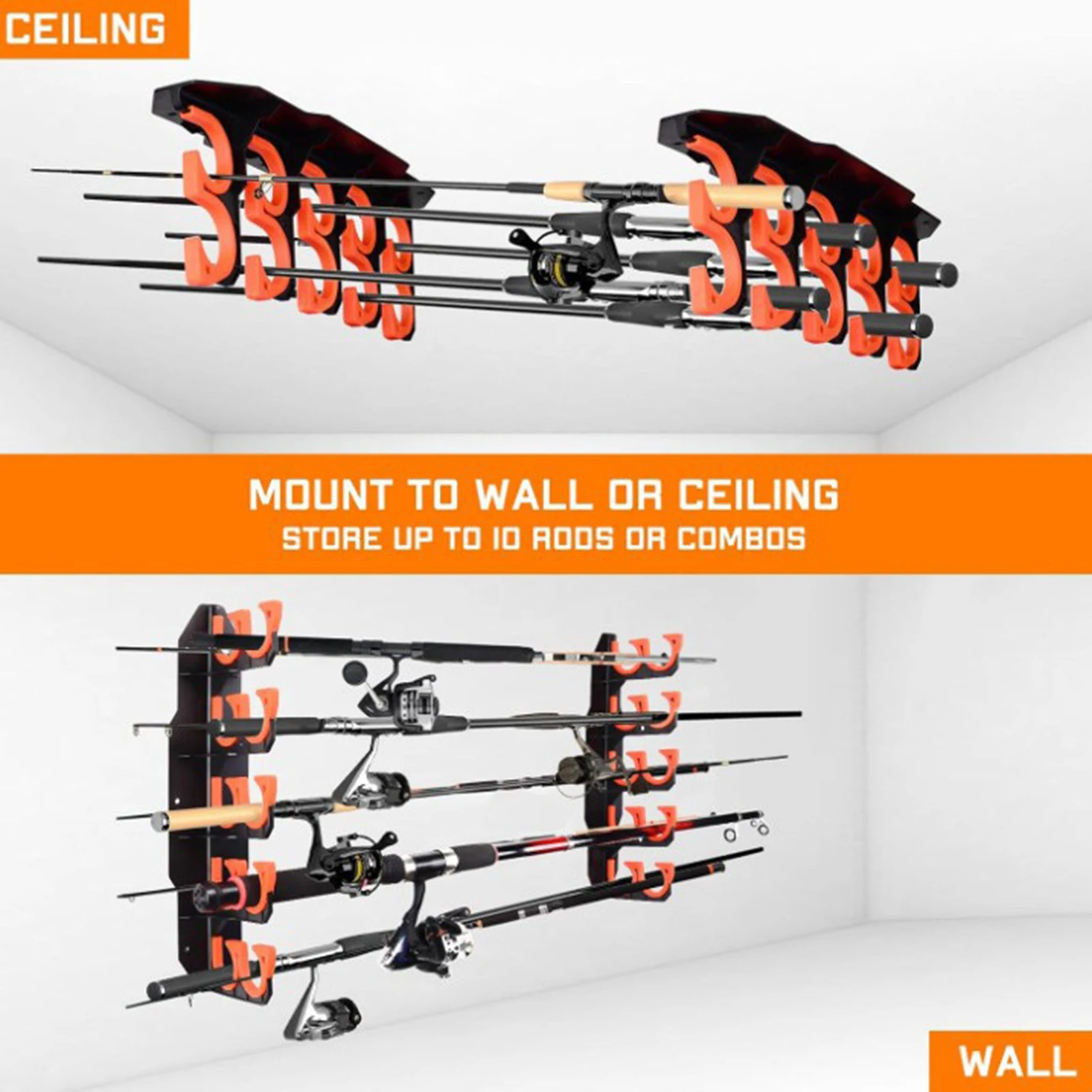 Fishing Rods Holder For Garage Wall Mount Anti Slip Durable Storage Rack For Fishing Gear