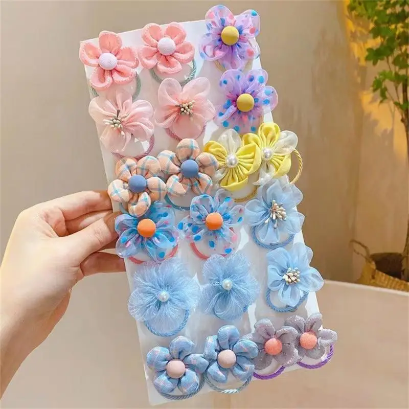 Childrens Cute Colorful Flower Hairbands Childrens Mesh Flower Hairbands To Tie Hair Without Damaging The Hair Rubber Band