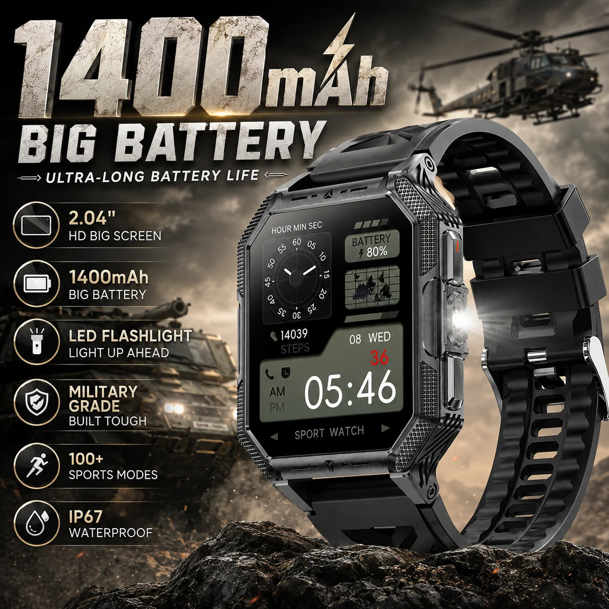 Outdoor Lighting Ip Rating - LIGE NOWY Smartwatch Wojskowej Klasy 1400mAh